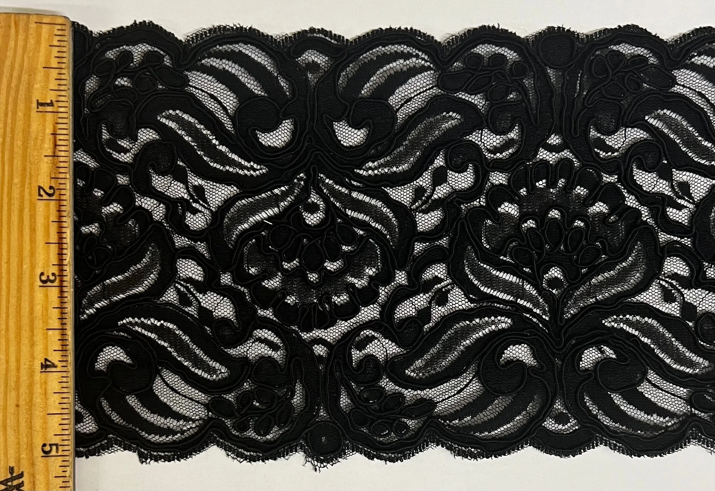 5" Corded Bridal Embroidered Lace Trimming - 1 Yard!