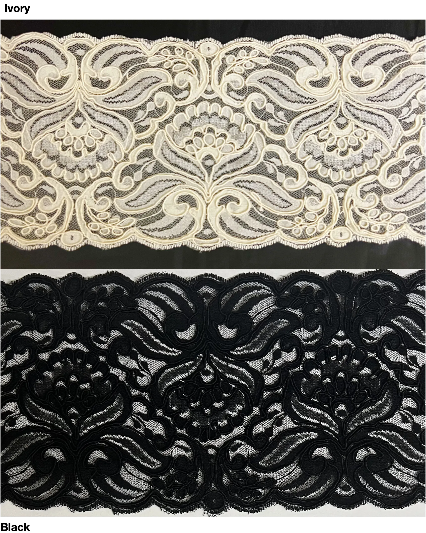 5" Corded Bridal Embroidered Lace Trimming - 1 Yard!