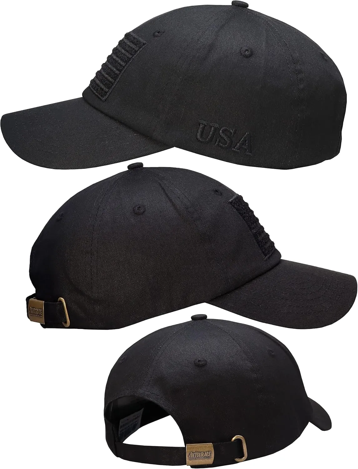 Antourage American Flag Unisex Baseball Hat for Men and Women | USA Flag Mesh Snapback Flat Visor Cap   2 Patriotic Patches