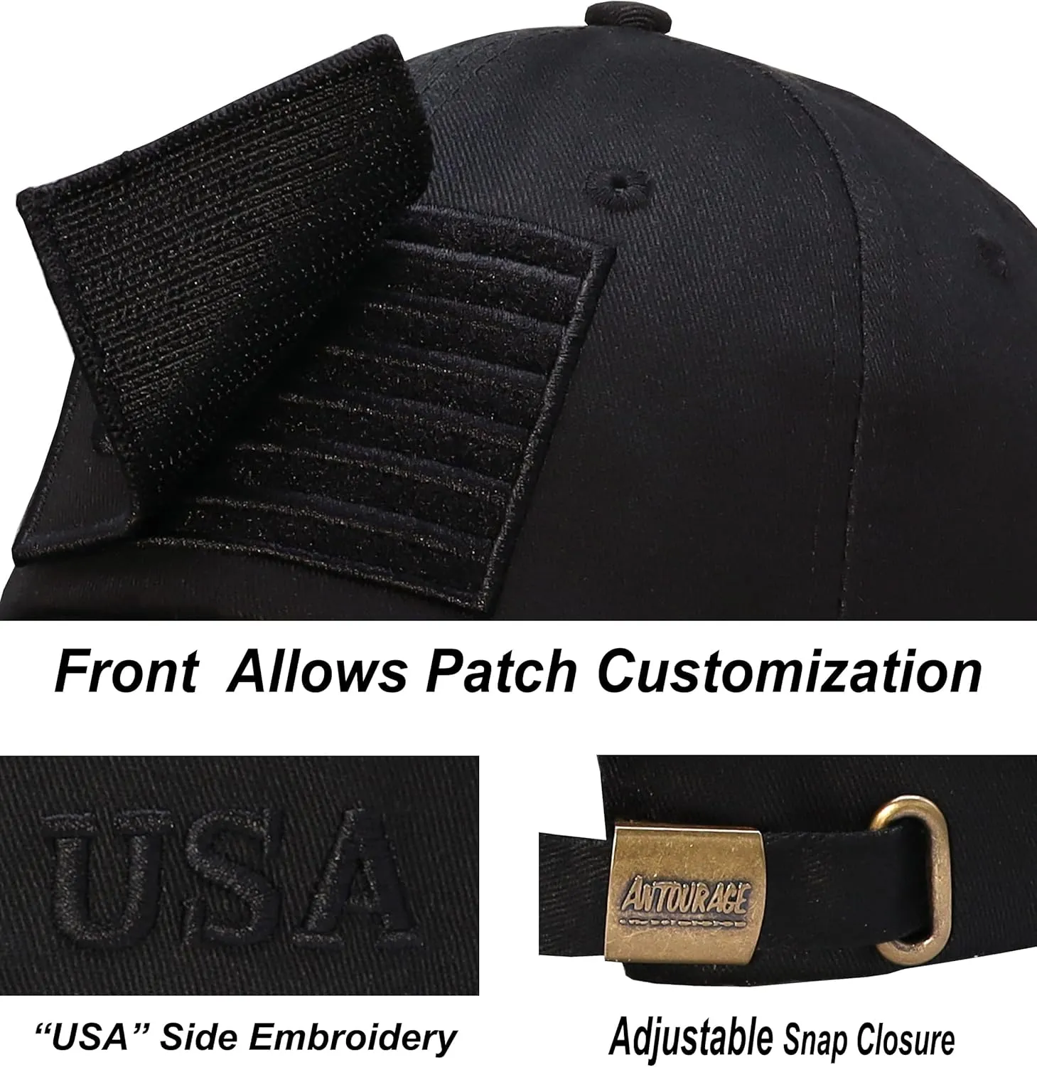 Antourage American Flag Unisex Baseball Hat for Men and Women | USA Flag Mesh Snapback Flat Visor Cap   2 Patriotic Patches