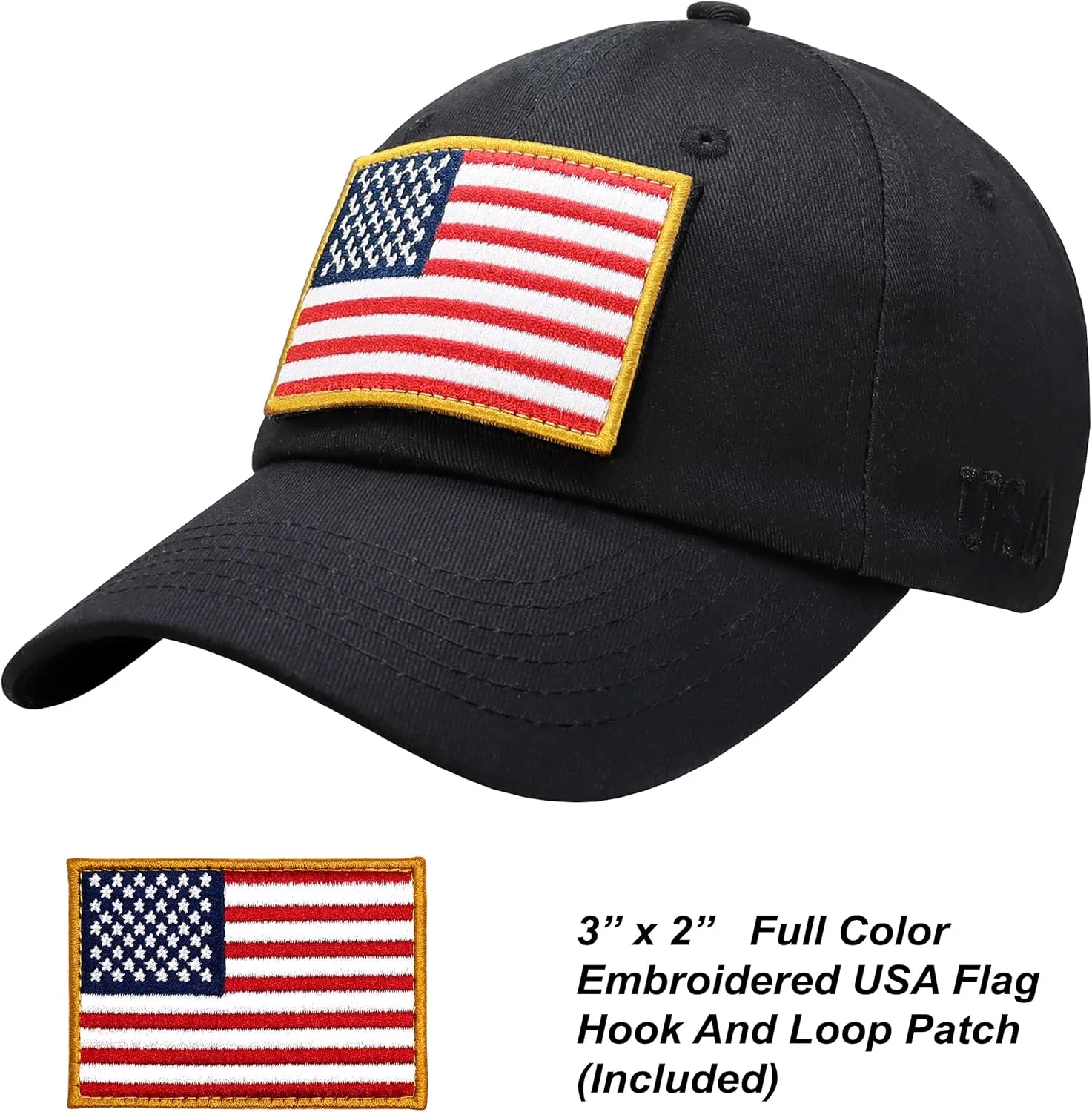 Antourage American Flag Unisex Baseball Hat for Men and Women | USA Flag Mesh Snapback Flat Visor Cap   2 Patriotic Patches