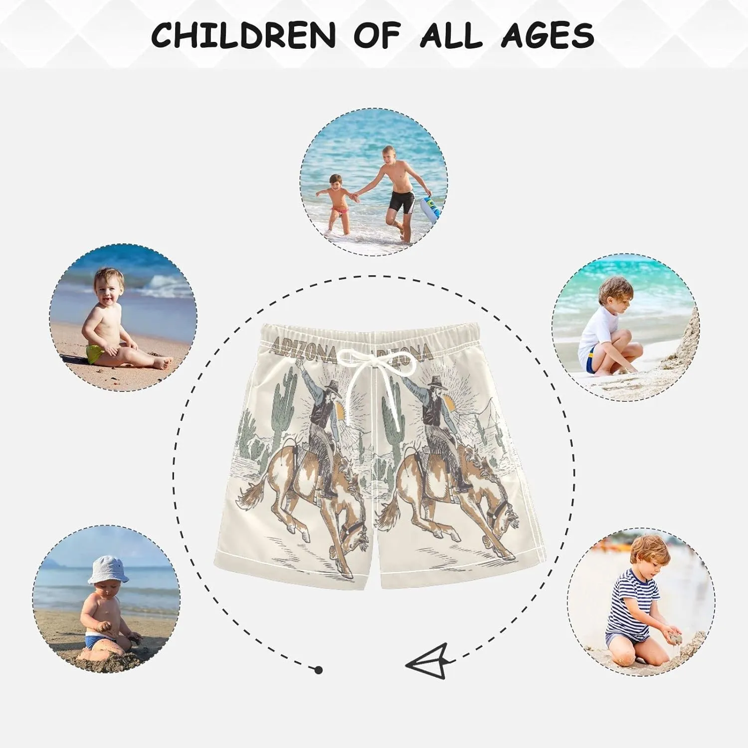 Boccsty Blue Ice Cream Drip Boys Swim Trunks Baby Kids Swimwear Summer Toddler Beach Board Shorts 2T-XL