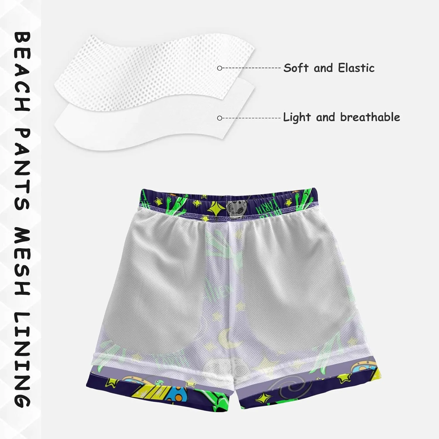 Boys Swim Trunks Beach Board Shorts Quick Dry Swimsuit Bathing Suits with Mesh Lining