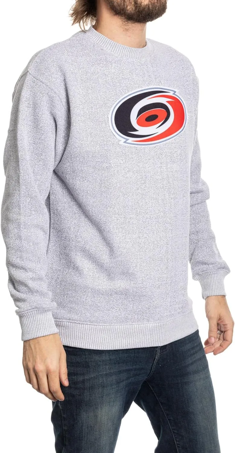 Calhoun NHL Surf & Skate Unisex Cabin Crew Neck Sweater with Premium Cotton Blend & Frayed Team Logo Crest