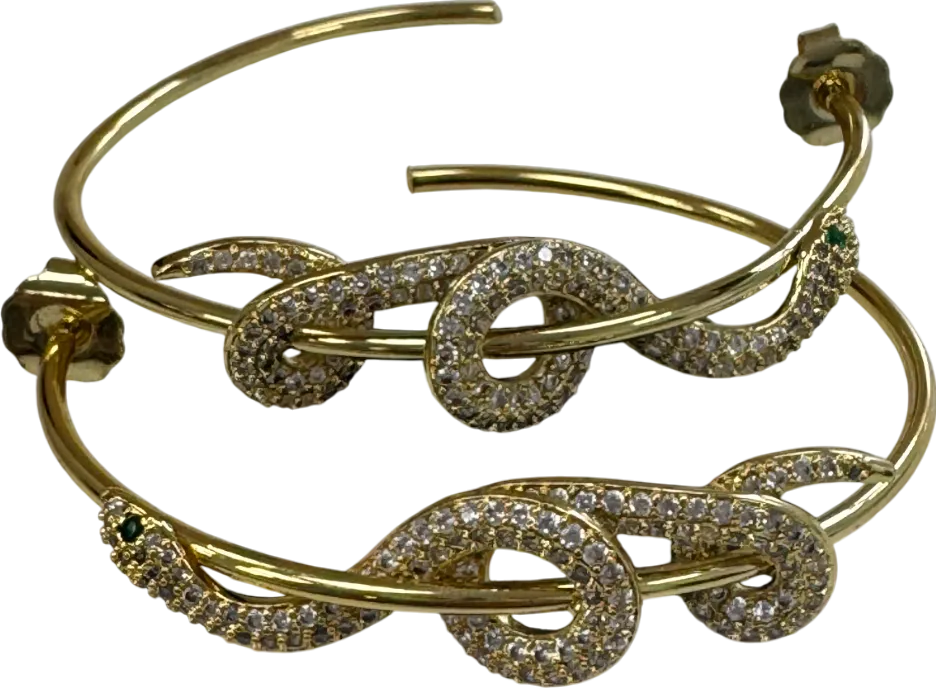 Celeste Starre Yellow Welcome To The Jungle The Medusa 18k-gold-plated & Cubic Zirconia Snake Hoop Earrings