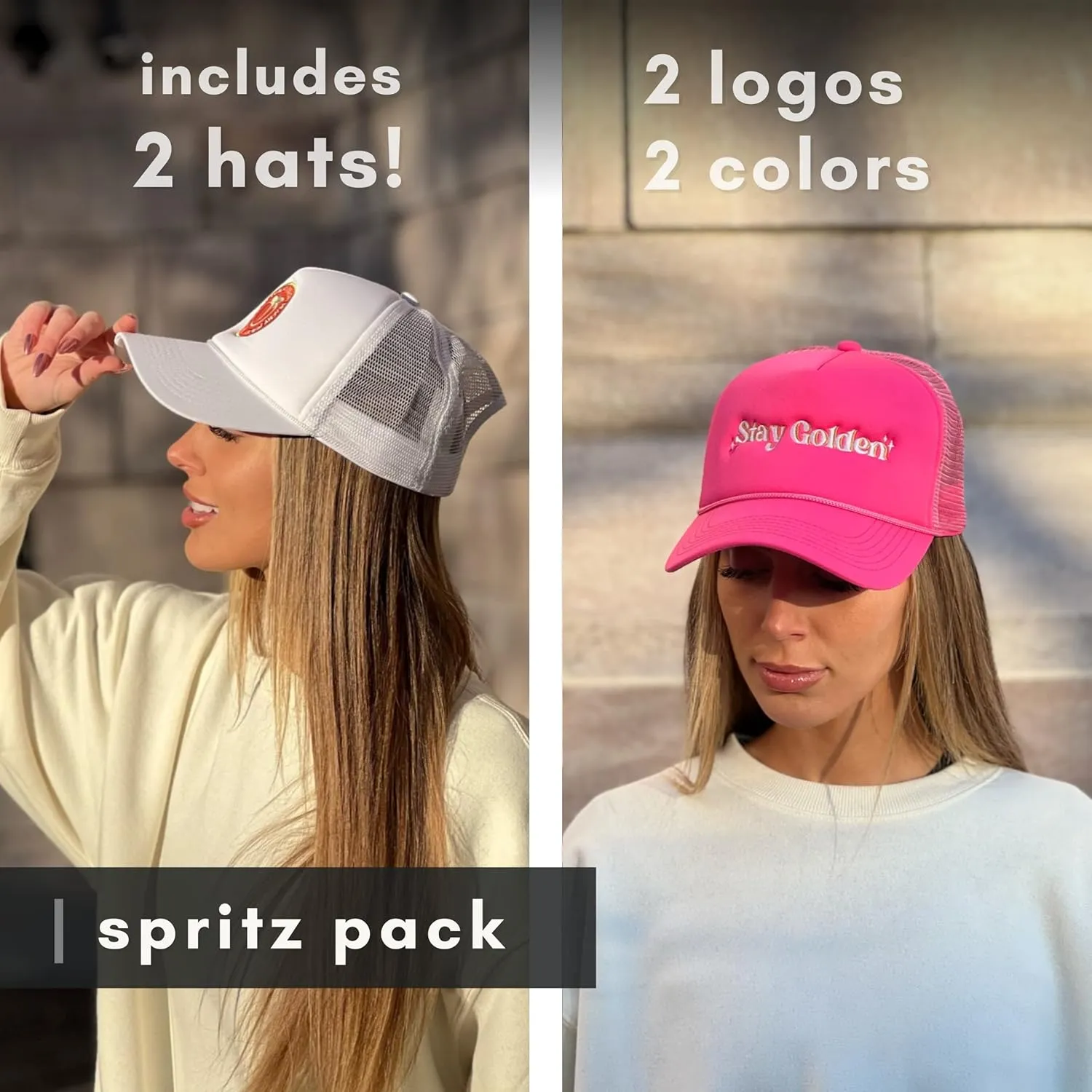 Citrusy Boutique Trucker Hat - 2 Pack | Foam Embroidered Cap | Unisex Men Women Baseball Cap | Mesh Adjustable Snapback