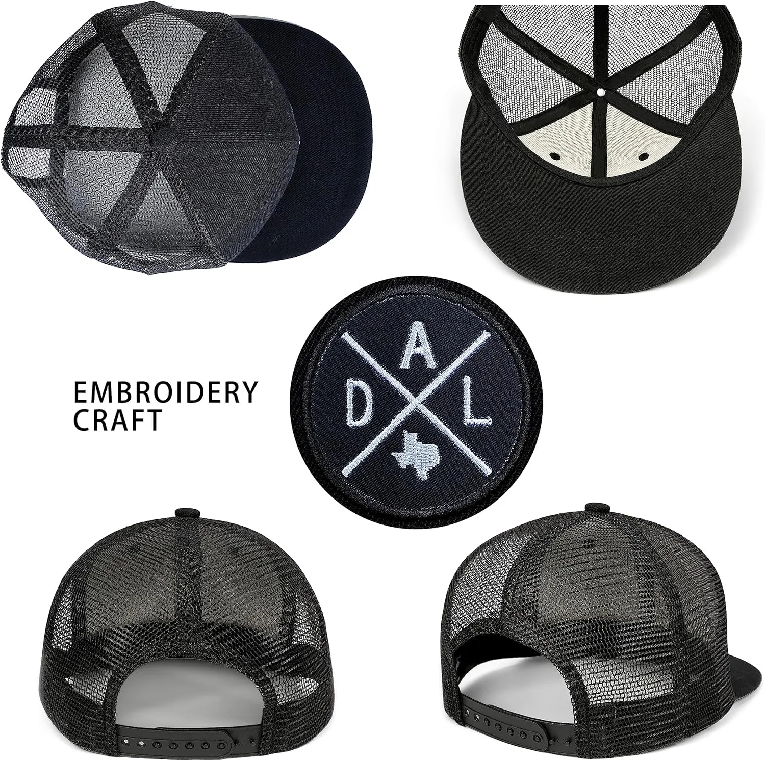City Flat Brim Snapback Trucker Hat Mesh Hip Hop Flat Bill hat for Men & Women Unite State Adjustable Baseball Cap