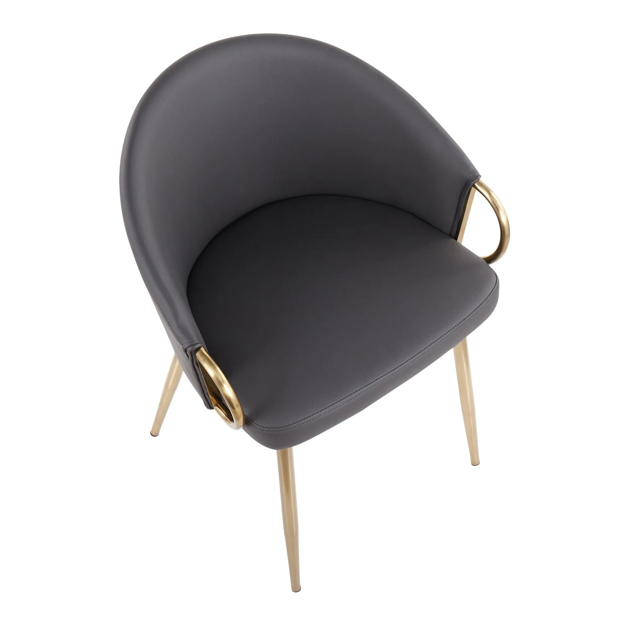 Claire Contemporary/Glam Chair in Gold Metal and Grey Faux Leather by LumiSource