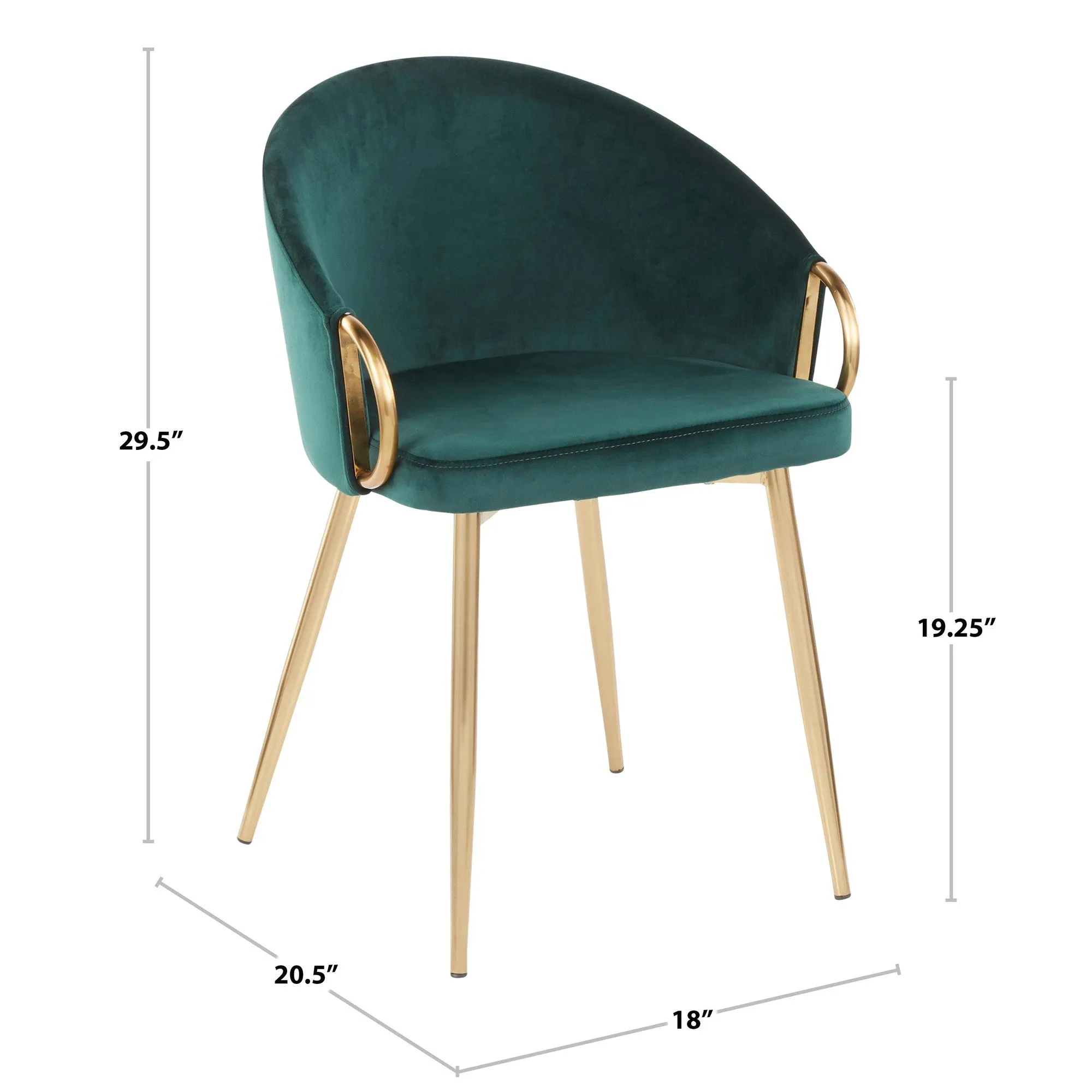 Claire Contemporary/Glam Chair in Gold Metal and Grey Faux Leather by LumiSource