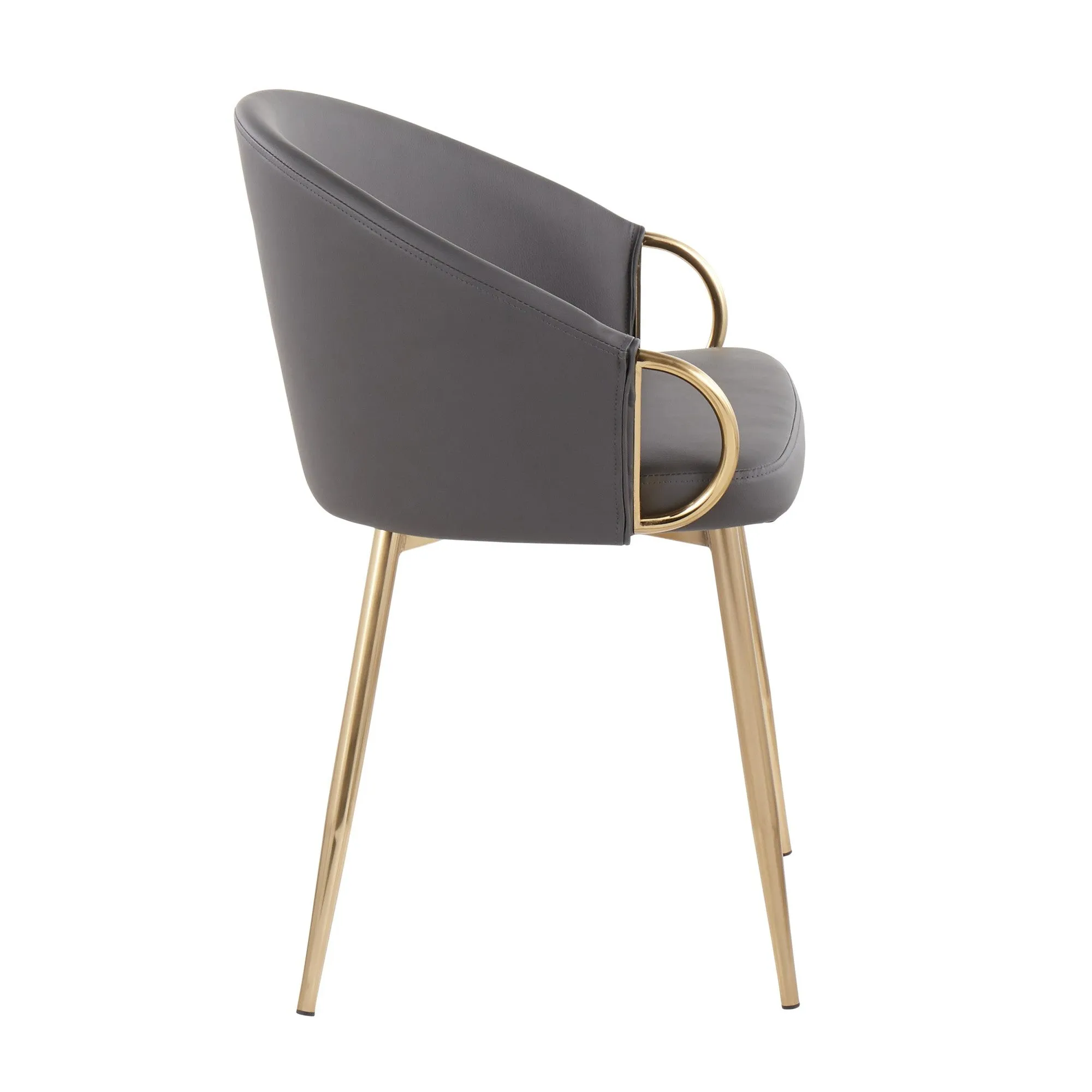Claire Contemporary/Glam Chair in Gold Metal and Grey Faux Leather by LumiSource