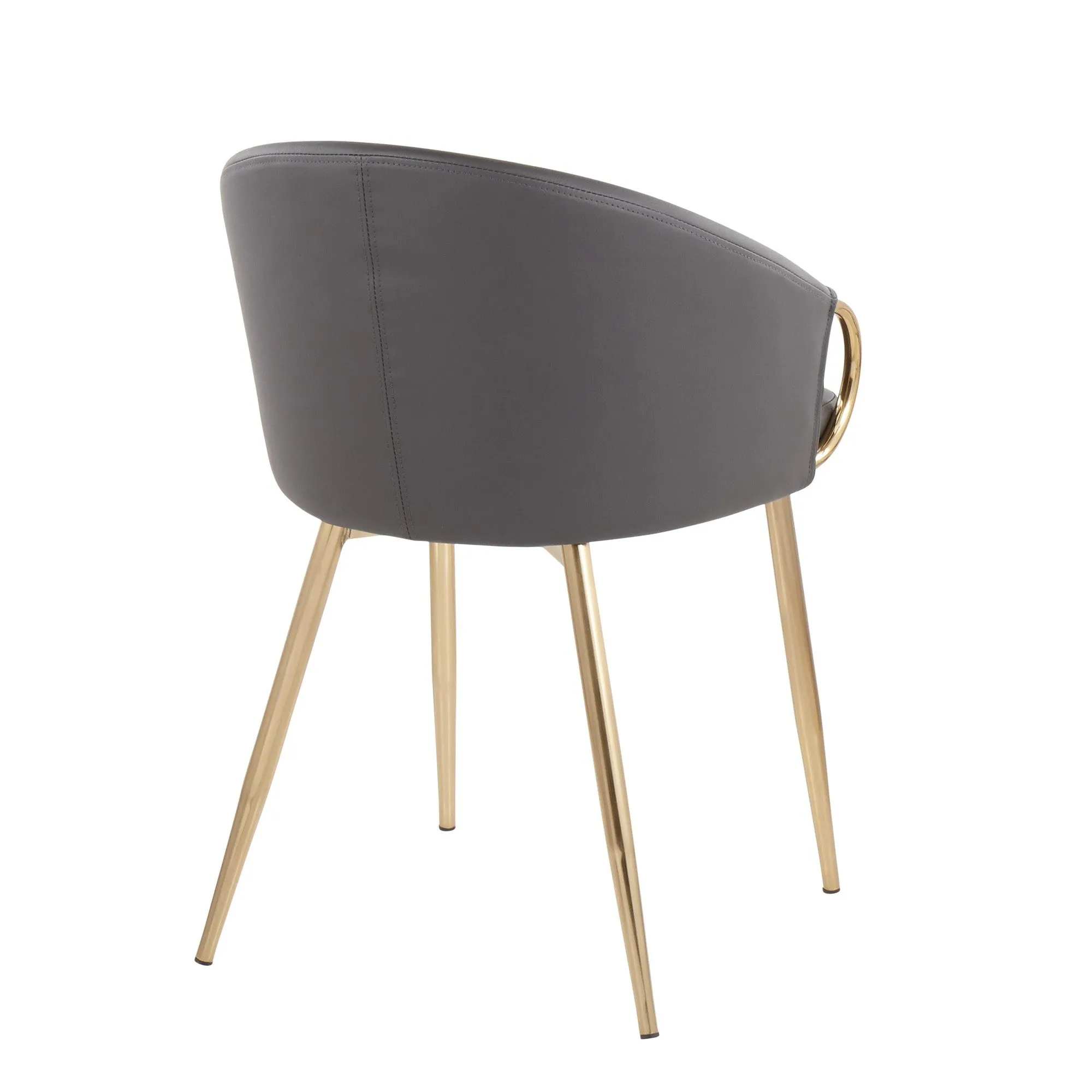 Claire Contemporary/Glam Chair in Gold Metal and Grey Faux Leather by LumiSource