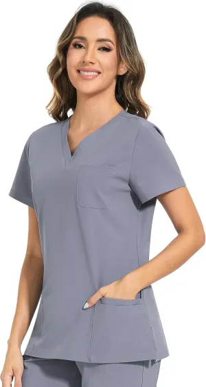 COZYFIT Scrub Tops for Woman - Soft Stretch, V-Neck Top Scrubs with 3 Pockets, Easy Care for Women