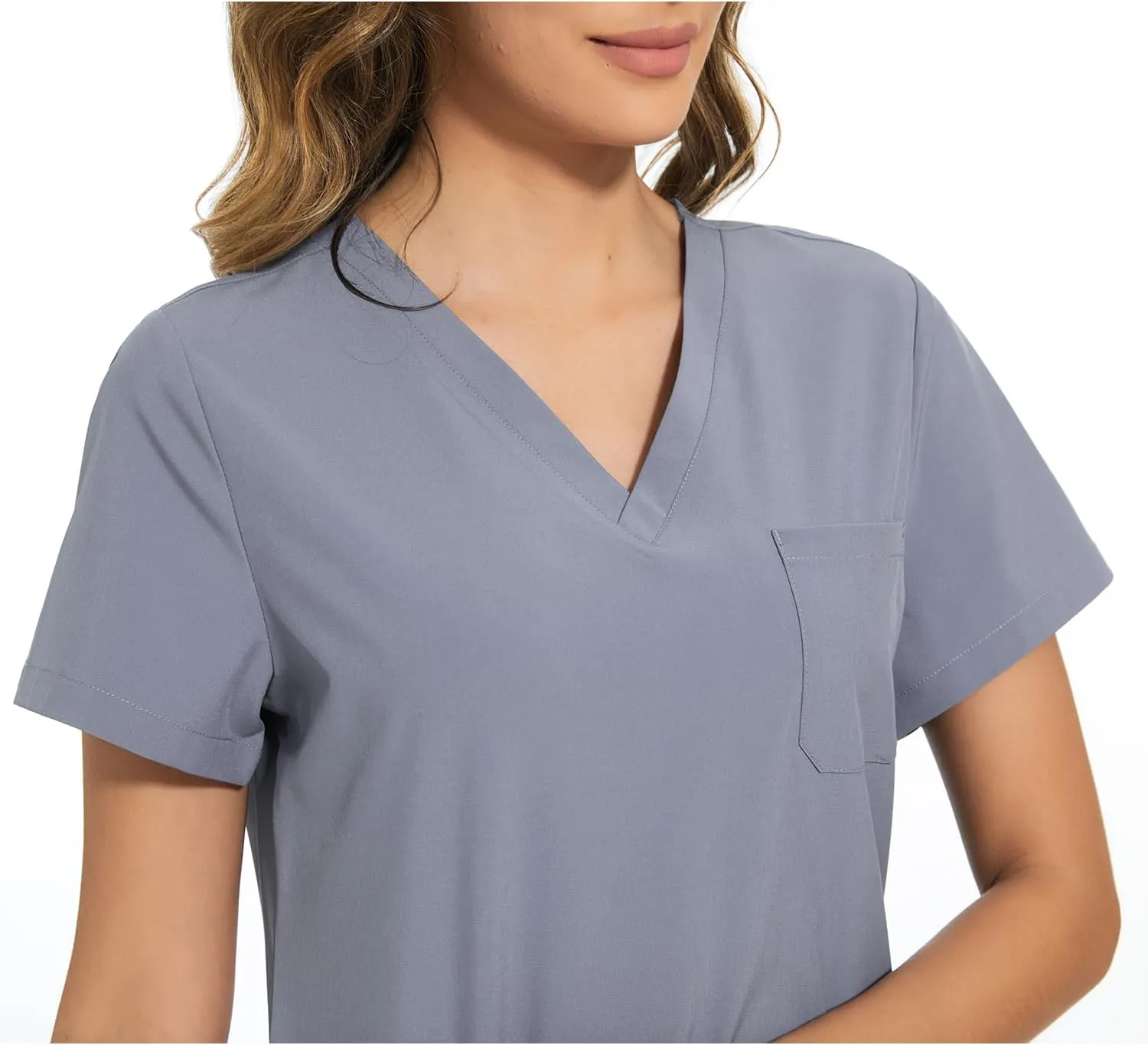 COZYFIT Scrub Tops for Woman - Soft Stretch, V-Neck Top Scrubs with 3 Pockets, Easy Care for Women