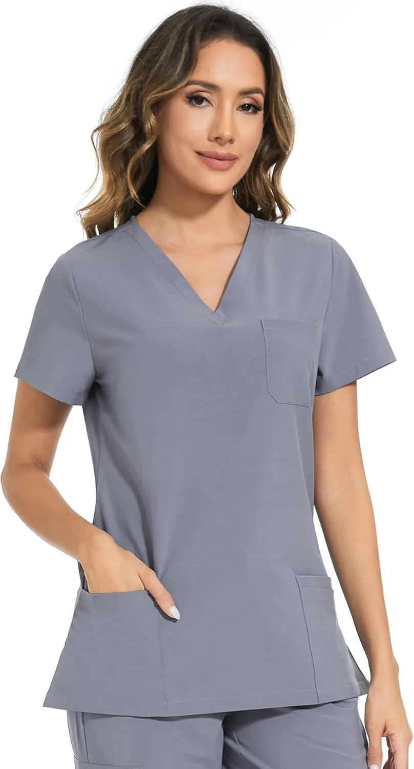 COZYFIT Scrub Tops for Woman - Soft Stretch, V-Neck Top Scrubs with 3 Pockets, Easy Care for Women