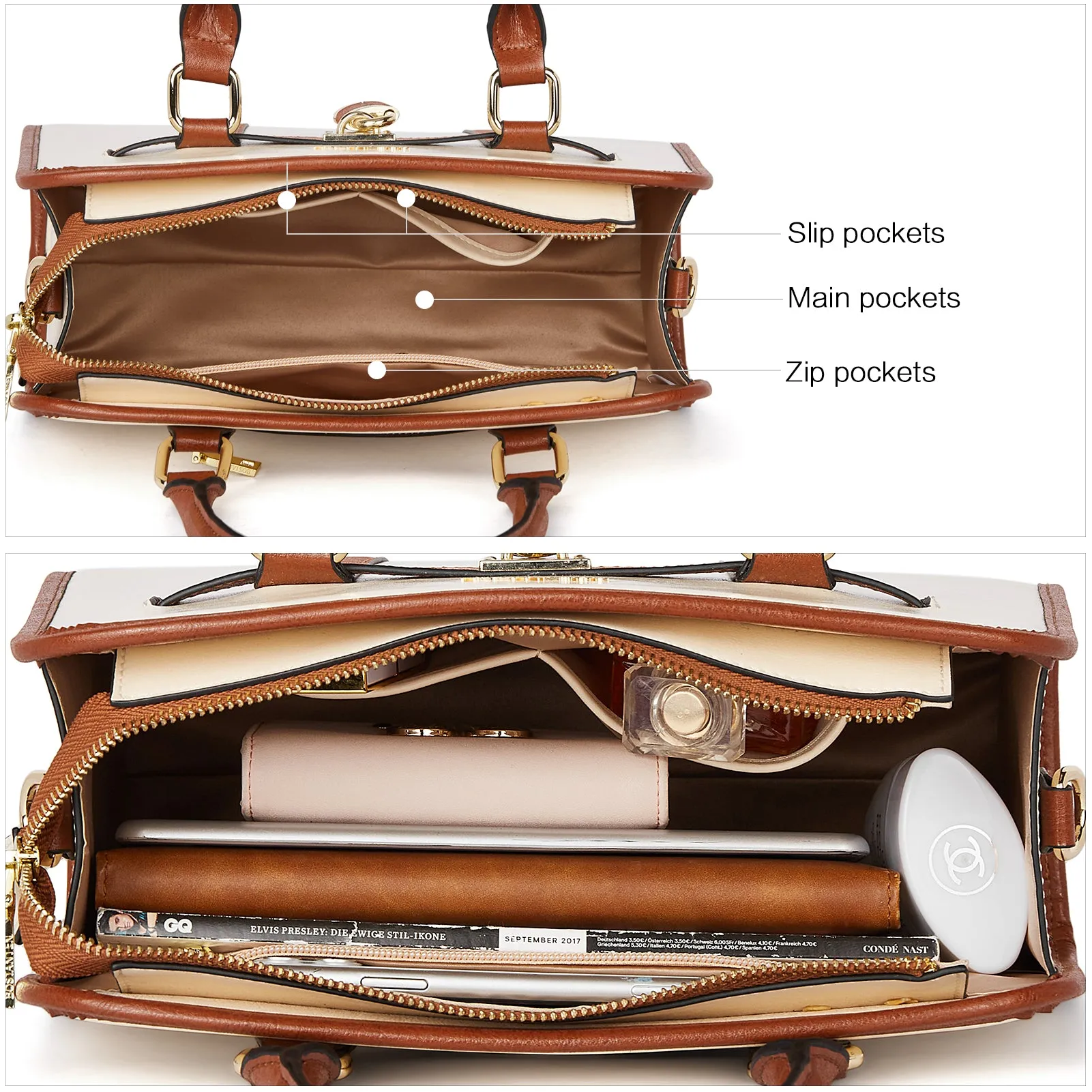 Cruze Stylish Two-Tone Top Handle Work Bag for the Modern Woman