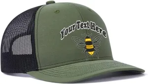 Custom Bee Hat Embroidered 112 Trucker Hat Western Farm Animal Bee for Men Women Add Farm Name Baseball Hat Polyester Snap