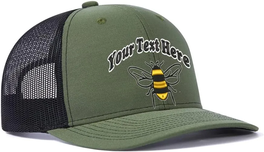 Custom Bee Hat Embroidered 112 Trucker Hat Western Farm Animal Bee for Men Women Add Farm Name Baseball Hat Polyester Snap