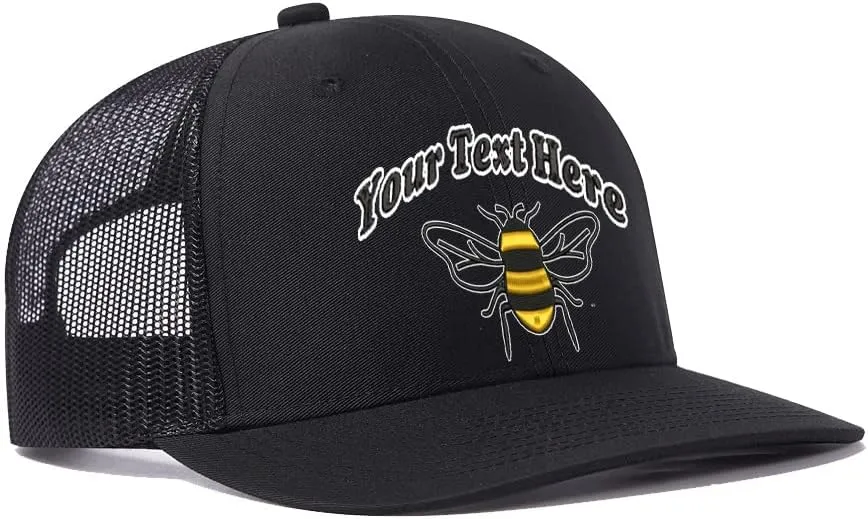 Custom Bee Hat Embroidered 112 Trucker Hat Western Farm Animal Bee for Men Women Add Farm Name Baseball Hat Polyester Snap