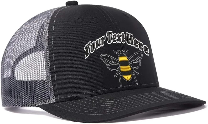 Custom Bee Hat Embroidered 112 Trucker Hat Western Farm Animal Bee for Men Women Add Farm Name Baseball Hat Polyester Snap