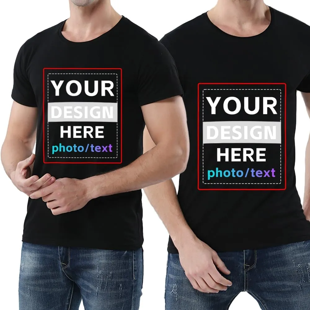 Custom T-Shirts for Men Women Design Your Own Shirt with Text Image Personalized Tee Printed Front/Back