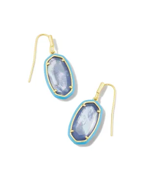 Dani Enamel Frame Drop Earrings in Gold Periwinkle Illusion
