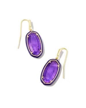Dani Enamel Framed Drop Earring in Gold Amethyst