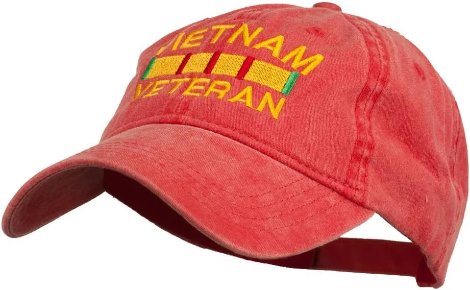 e4Hats.com Vietnam Veteran Embroidered Pigment Dyed Brass Buckle Cap