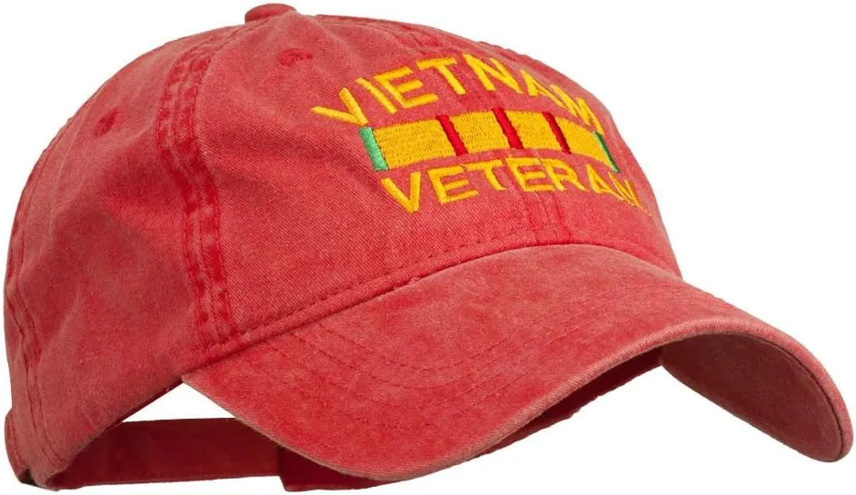 e4Hats.com Vietnam Veteran Embroidered Pigment Dyed Brass Buckle Cap