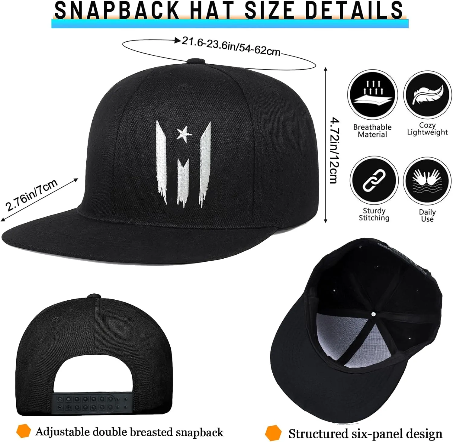 Embroidery Flat Bill Hats for Men Flat Brim Snapback Hats for Men Snap Back Mens Trucker Golf Hat