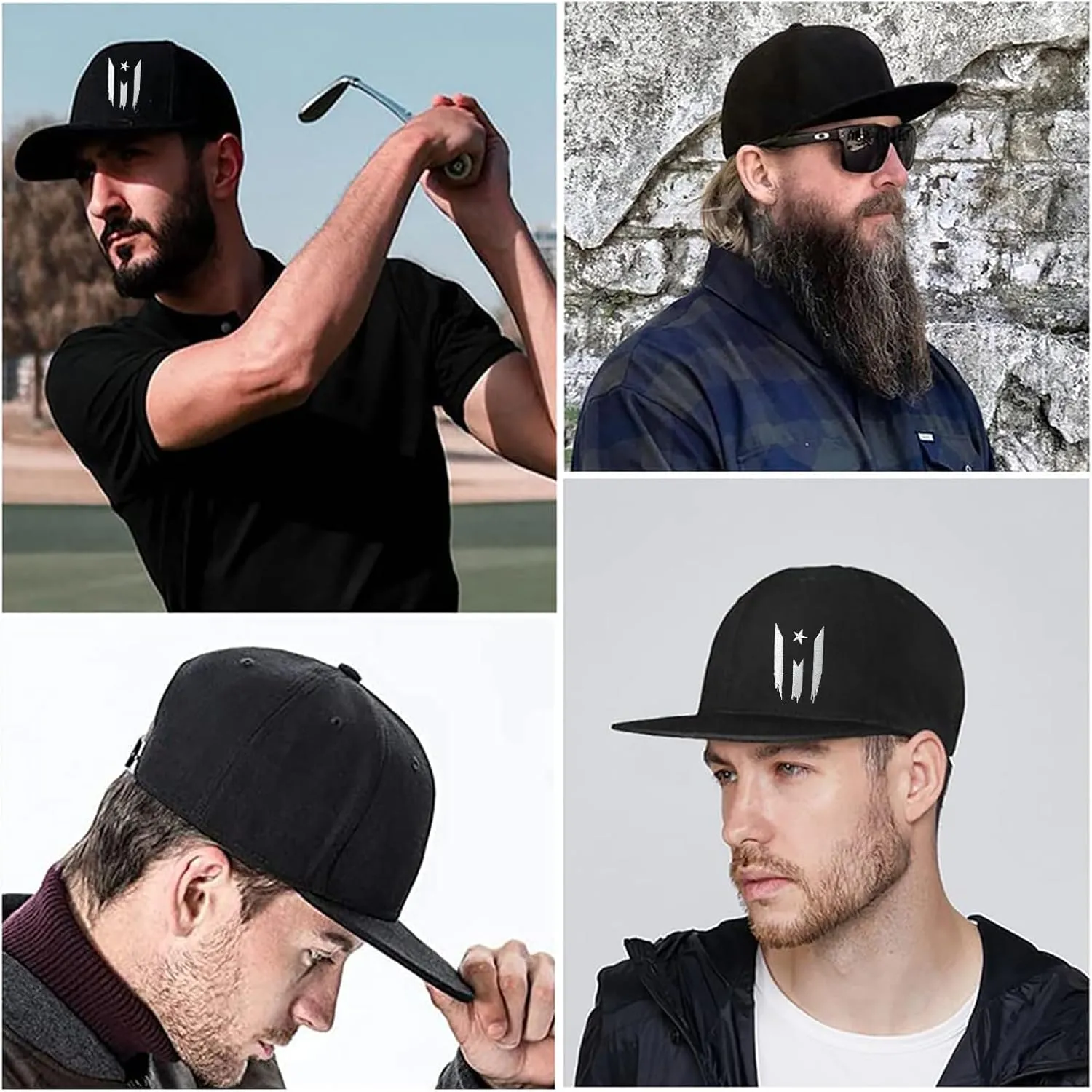 Embroidery Flat Bill Hats for Men Flat Brim Snapback Hats for Men Snap Back Mens Trucker Golf Hat
