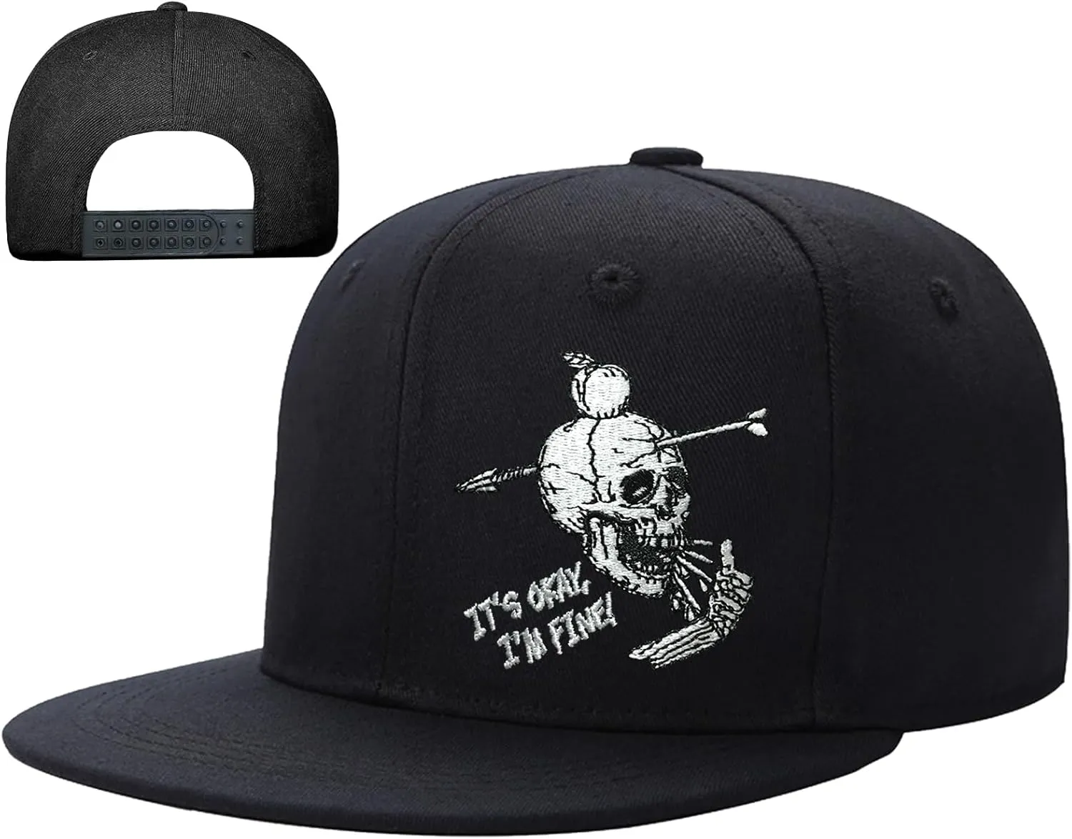 Embroidery Snapback Hats for Men Embroidered Flat Bill Brim Hats for Men