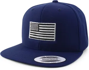 Flexfit Oversize XXL Grey American Flag Embroidered Structured Flatbill Snapback Cap