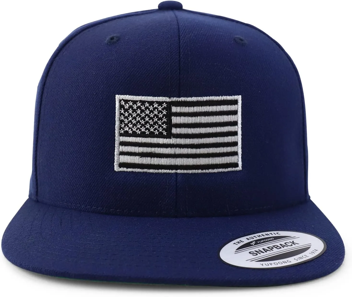 Flexfit Oversize XXL Grey American Flag Embroidered Structured Flatbill Snapback Cap