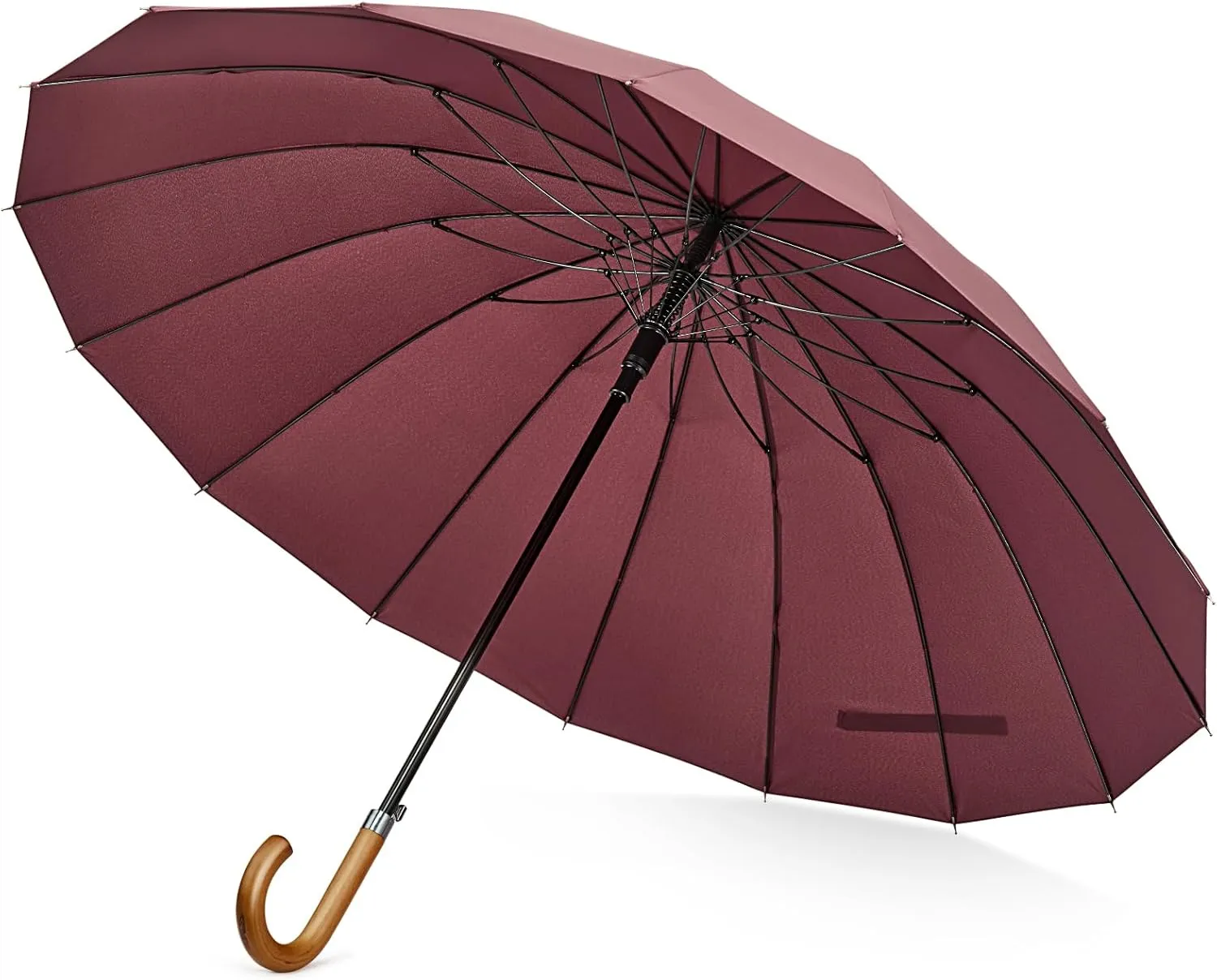 G4Free 54 Inch Large Windproof Umbrella for 2 Persons, 16 Ribs Auto Open Classic Wooden J Handle Cane Stick Golf Rain Umbrellas for Men Women Travel 120cm