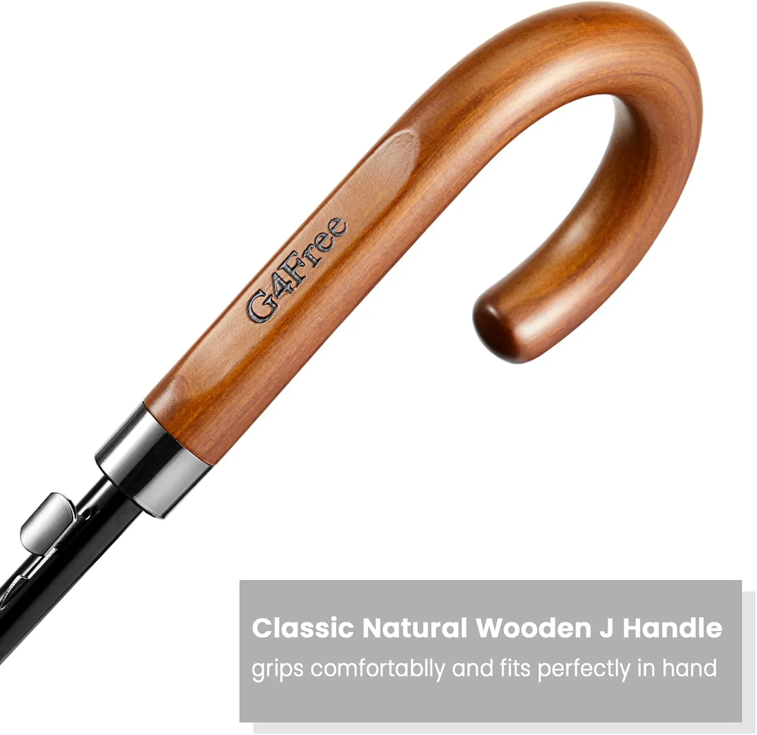 G4Free 54 Inch Large Windproof Umbrella for 2 Persons, 16 Ribs Auto Open Classic Wooden J Handle Cane Stick Golf Rain Umbrellas for Men Women Travel 120cm