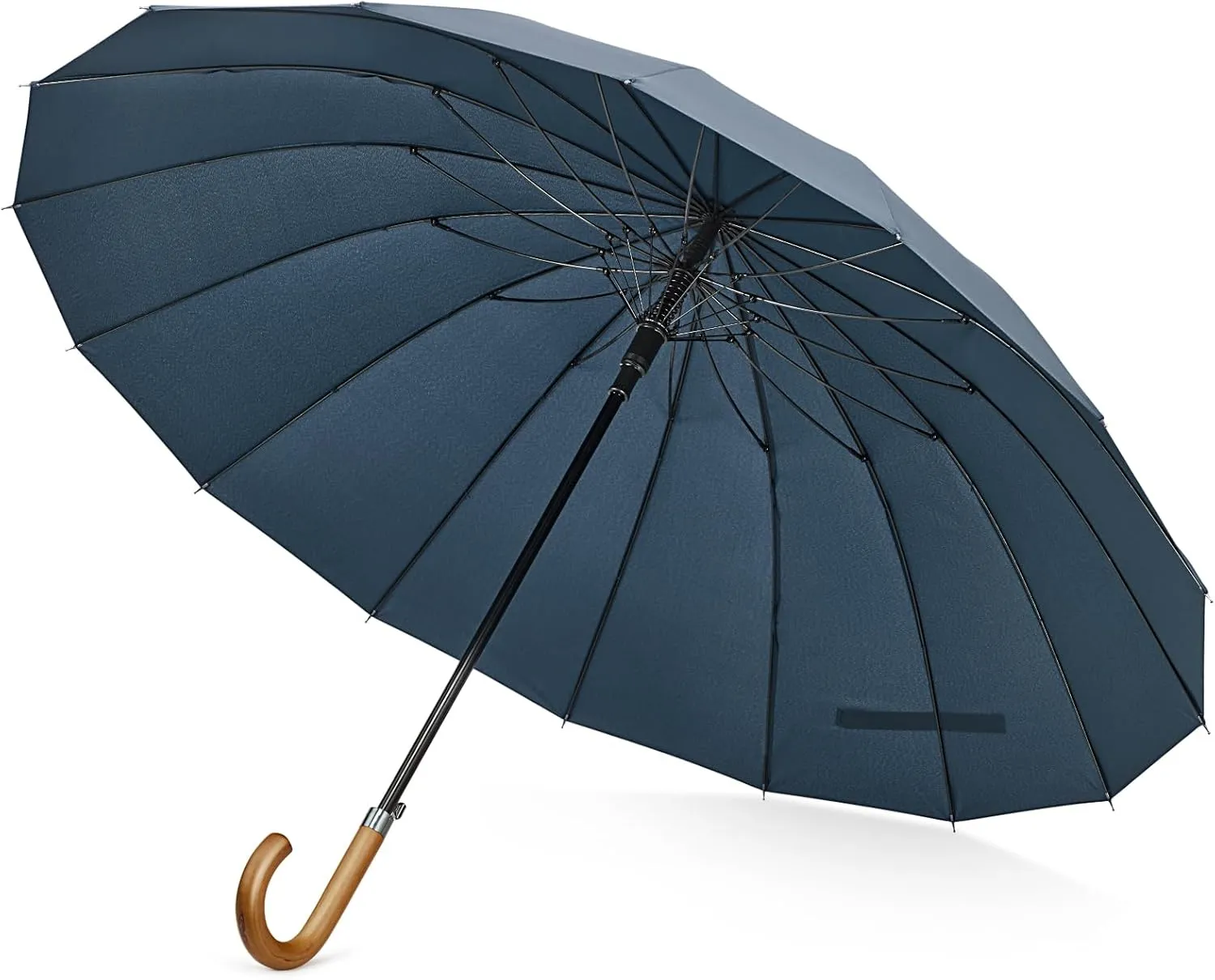 G4Free 54 Inch Large Windproof Umbrella for 2 Persons, 16 Ribs Auto Open Classic Wooden J Handle Cane Stick Golf Rain Umbrellas for Men Women Travel 120cm