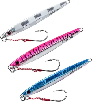 Goture Fishing Jigs Saltwater 60g-200g with Assist Hook, Glow Vertical Jigs, Speed Fast Lead Jig Sea Fishing Jigging Spoon Lures for Tuna, Salmon, Sailfish, Striped bass, Grouper Snapper, Kingfish