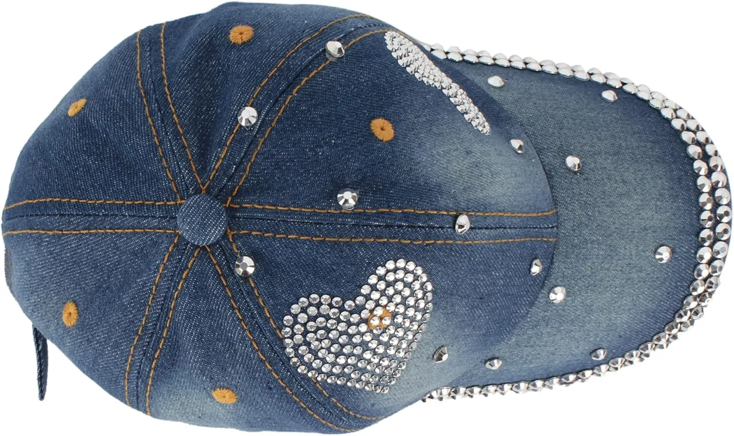 Hoce Fashion Rhinestone Denim Baseball Cap Studded Bling Hat for Women