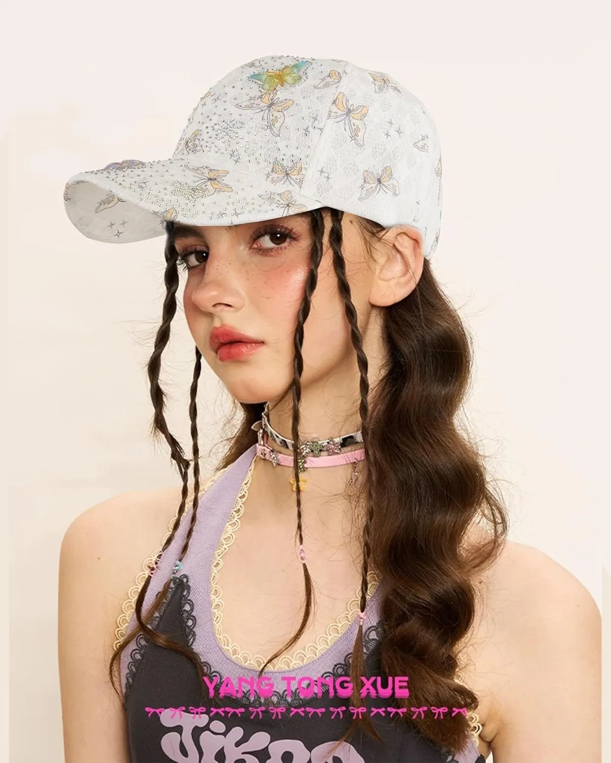 Hoce Fashion Rhinestone Denim Baseball Cap Studded Bling Hat for Women