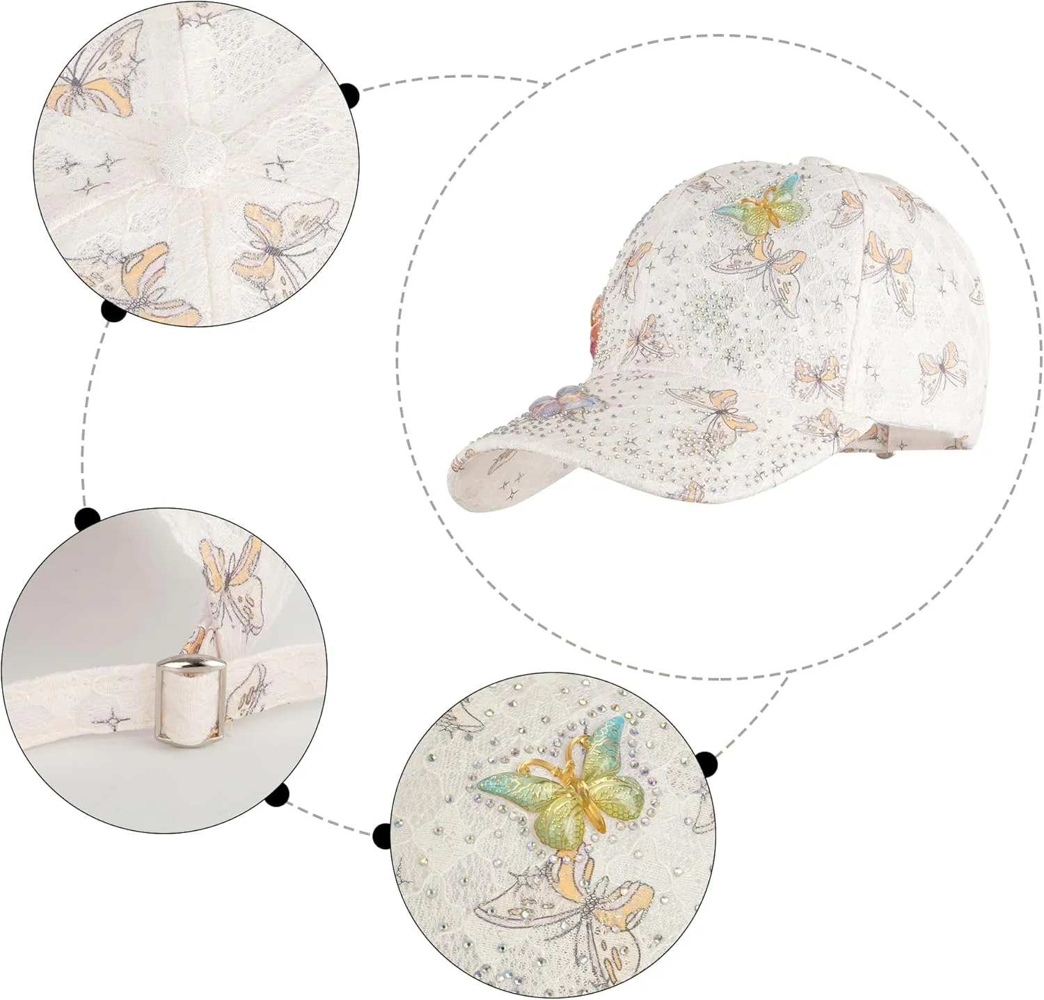 Hoce Fashion Rhinestone Denim Baseball Cap Studded Bling Hat for Women