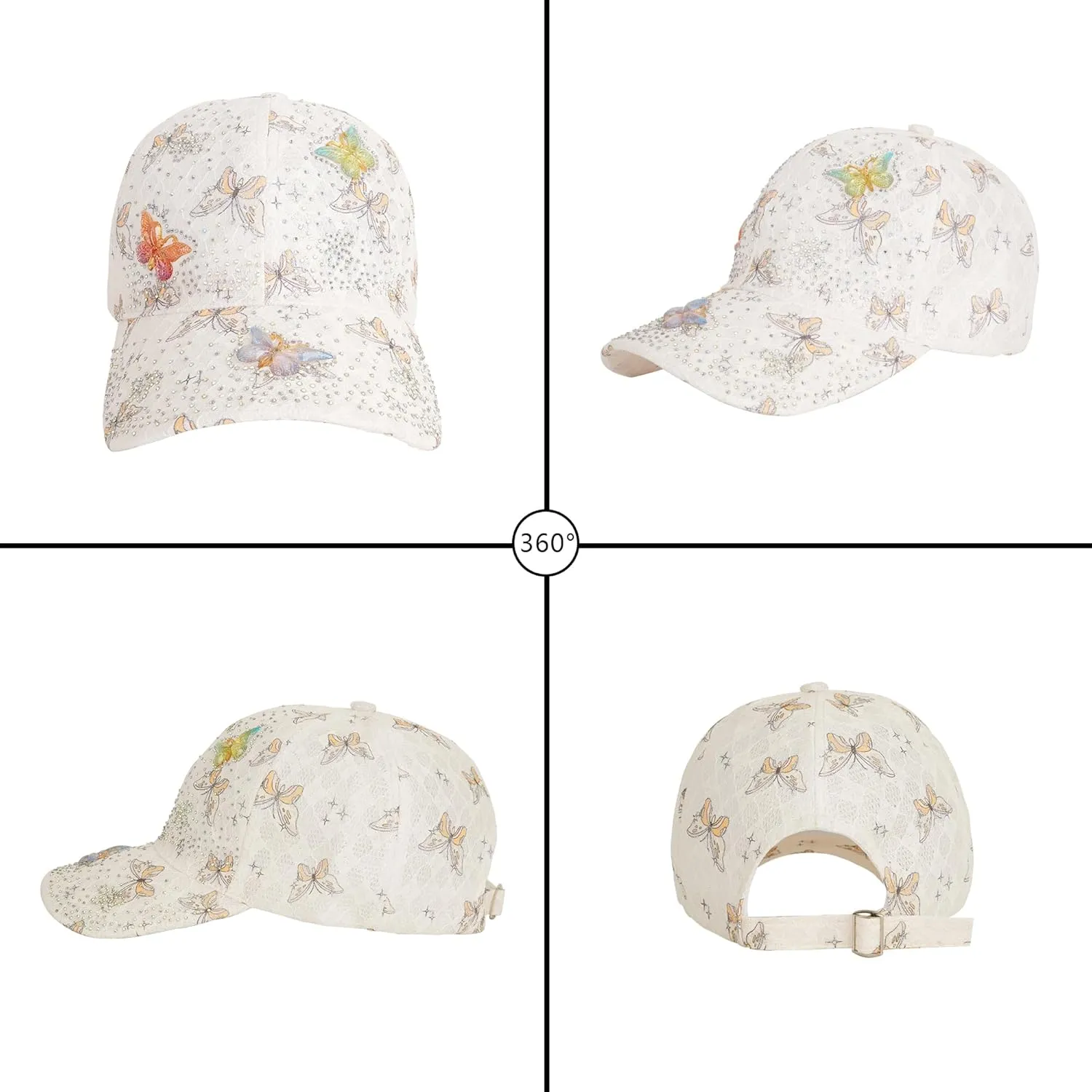 Hoce Fashion Rhinestone Denim Baseball Cap Studded Bling Hat for Women