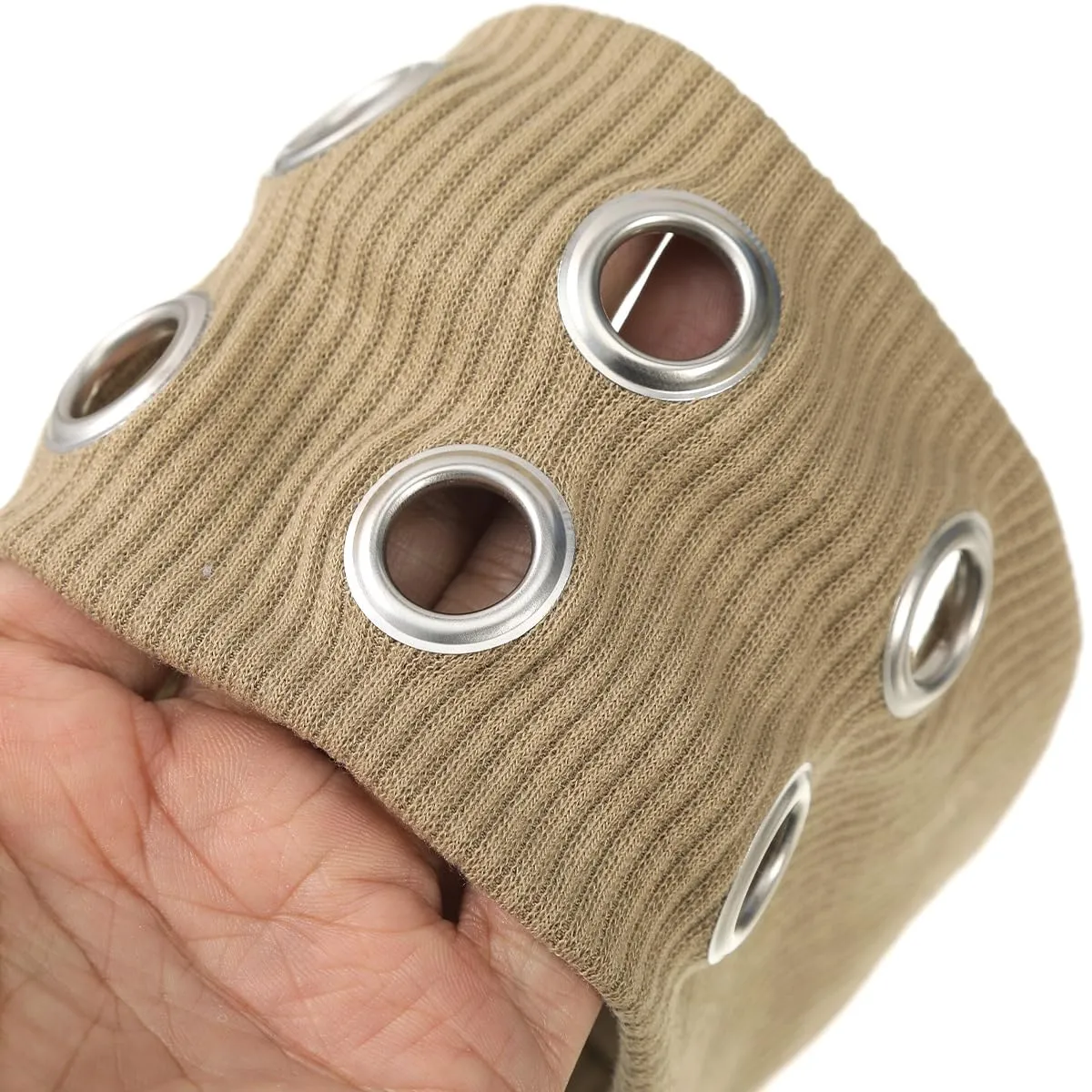 Hollow Eyelet Elastic Headband,Studded Headband Punk Style Rivet,Eyelets Elastic Stretchy Casual Hair Accessory (Khaki, Adjustable)
