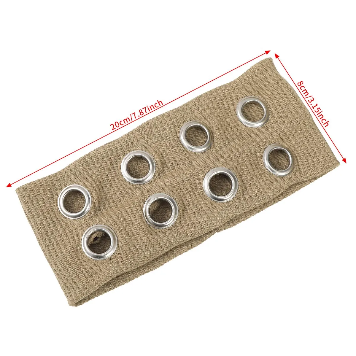 Hollow Eyelet Elastic Headband,Studded Headband Punk Style Rivet,Eyelets Elastic Stretchy Casual Hair Accessory (Khaki, Adjustable)