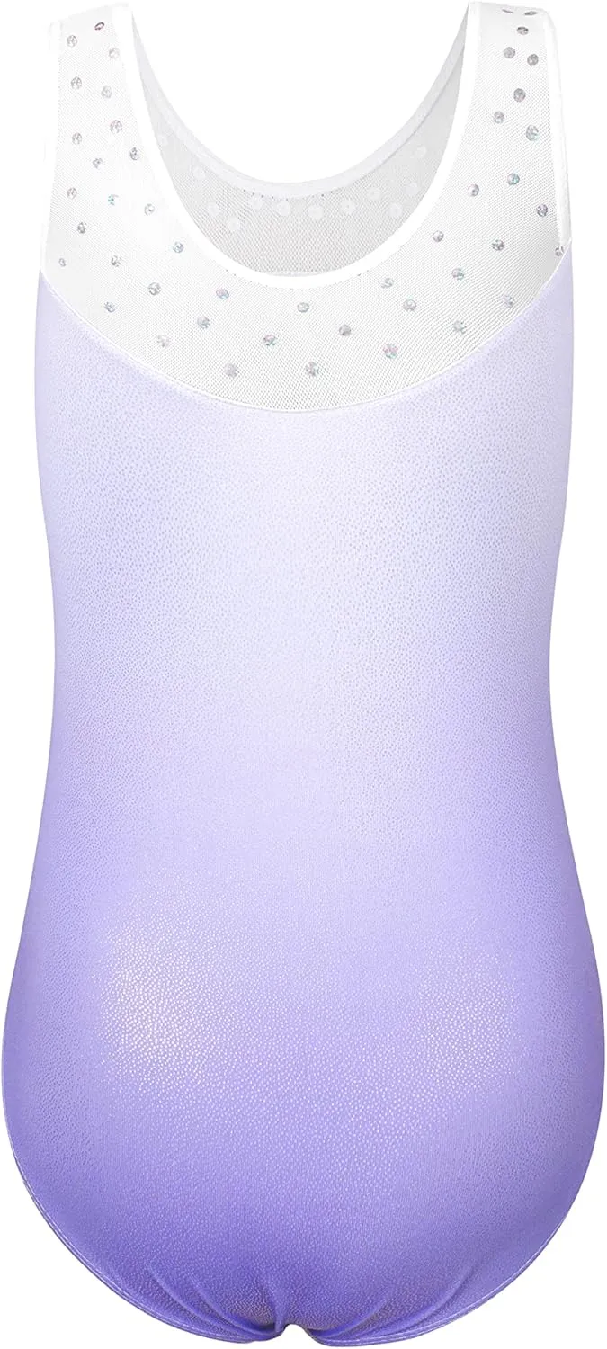 HOZIY Gymnastics Leotards for Girls Sleeveless Long Sleeve Snowflake Blue Purple Sequins Colorful Ribbons Pink Leopard Stripe