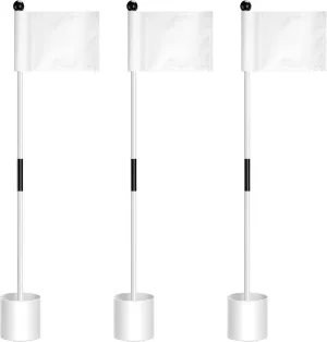 Hungdao 3 Piece Golf Flagstick Mini Putting Green Flag for Yard Golf Pin Hole Cup and Flag Set Portable Practice Putting Green Flagsticks for Driving Range Backyard(Classic)
