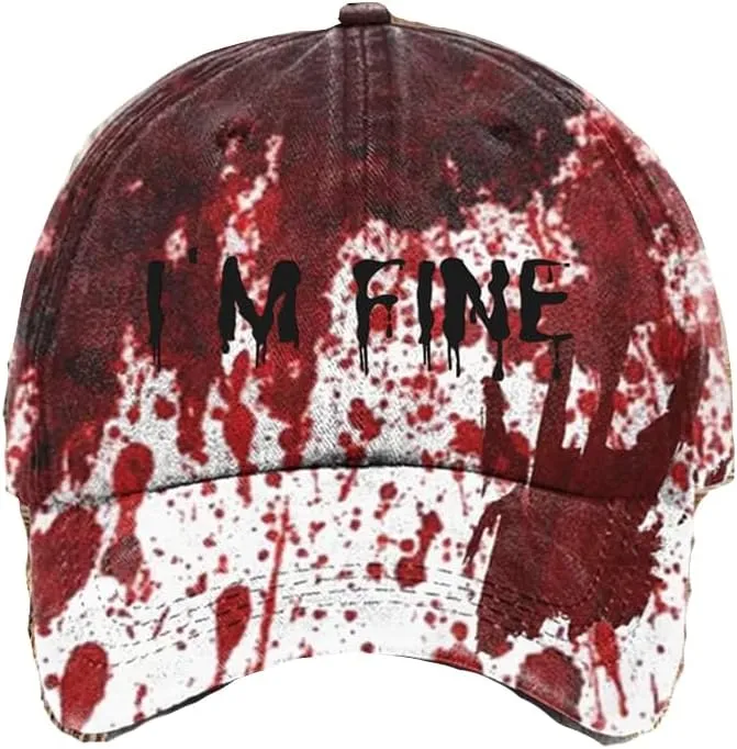 Im Fine Baseball Cap Im Fine Hat Halloween Hats Bloody Cap Funny Hat Women Men Unisex Cap