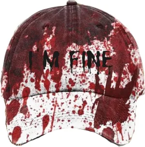 Im Fine Baseball Cap Im Fine Hat Halloween Hats Bloody Cap Funny Hat Women Men Unisex Cap