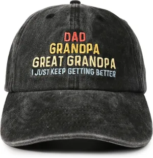 InnoBeta Great Grandpa Gifts Cap for Men, Adjustable Baseball Cap, Dad Grandpa Great Grandpa I Just Keep Getting Better