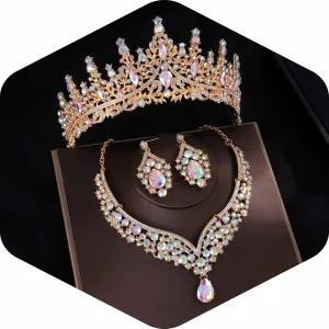 Kamirola Tiaras and Crowns for Women,Tiaras Earrings Necklace, Crystal Bridal Jewelry Set, Costume Party Halloween Prom Pageant Jewelry for Women (TR28)