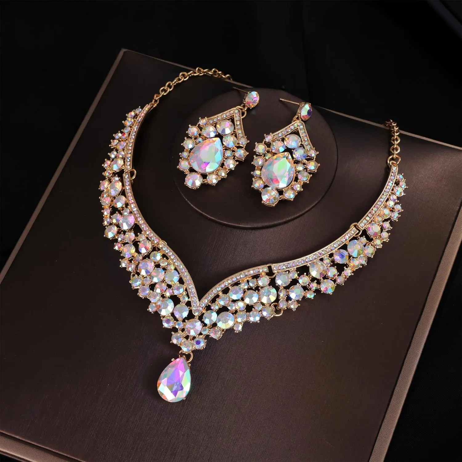Kamirola Tiaras and Crowns for Women,Tiaras Earrings Necklace, Crystal Bridal Jewelry Set, Costume Party Halloween Prom Pageant Jewelry for Women (TR28)